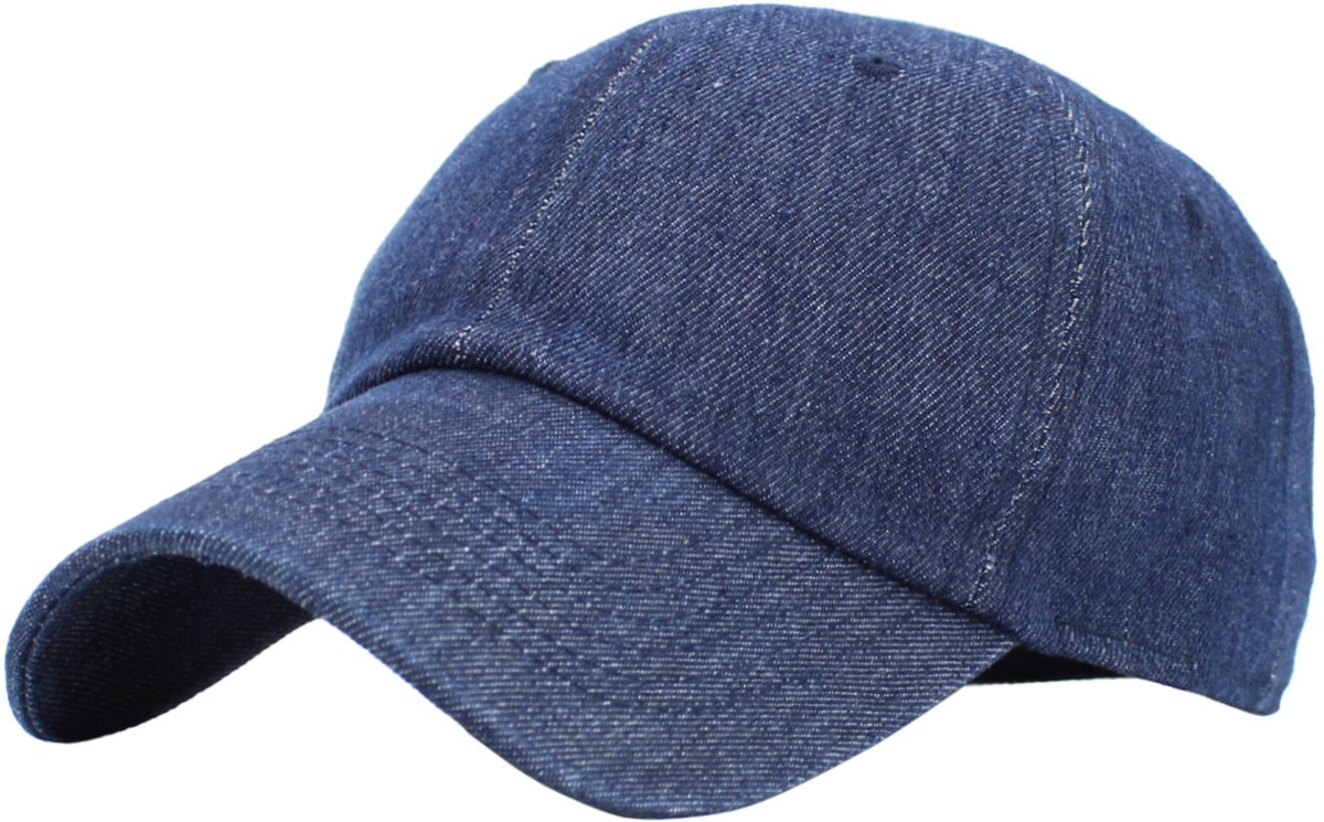 Dark Denim Low Profile Baseball Caps Front Side View